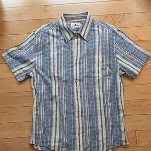 The Normal Brand Freshwater Men's Blue and White Striped Linen Casual Shirt